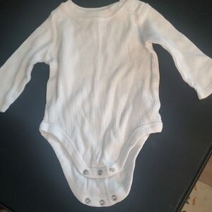 Garanimals White Ribbed Long-Sleeve Baby One-Piece